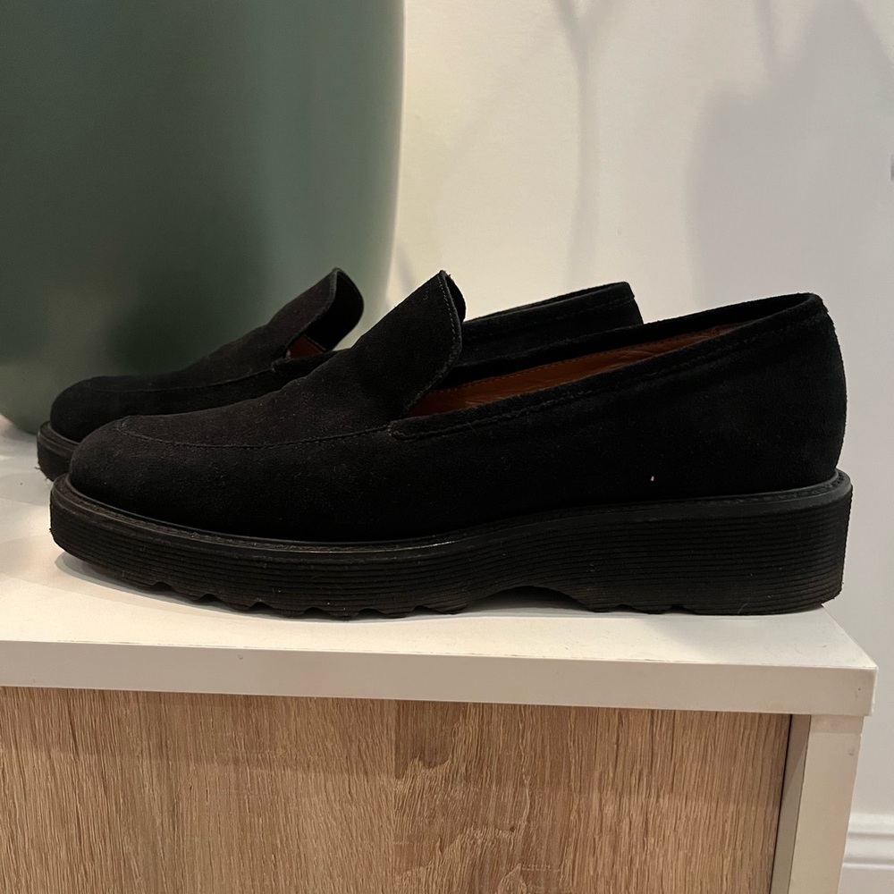 Aquatalia black suede loafers